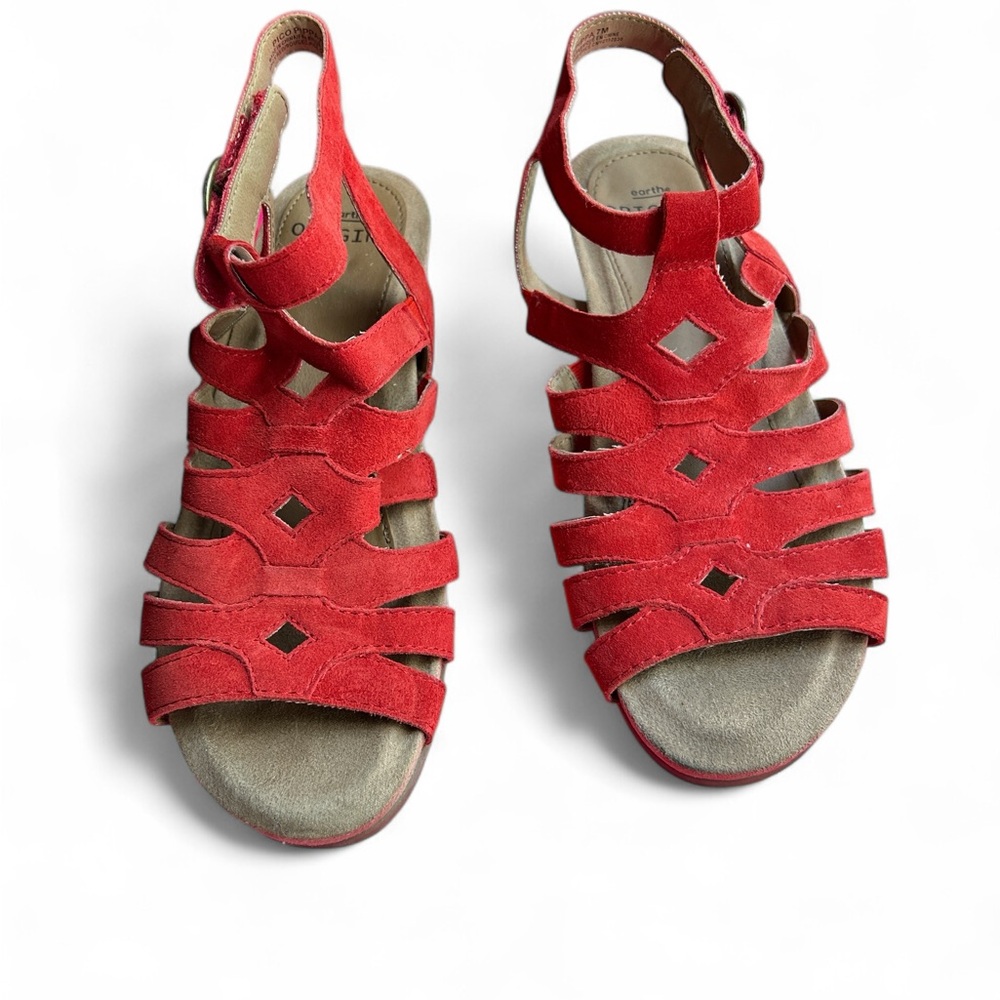 Earth Red Strappy Sandals with Ankle Buckle